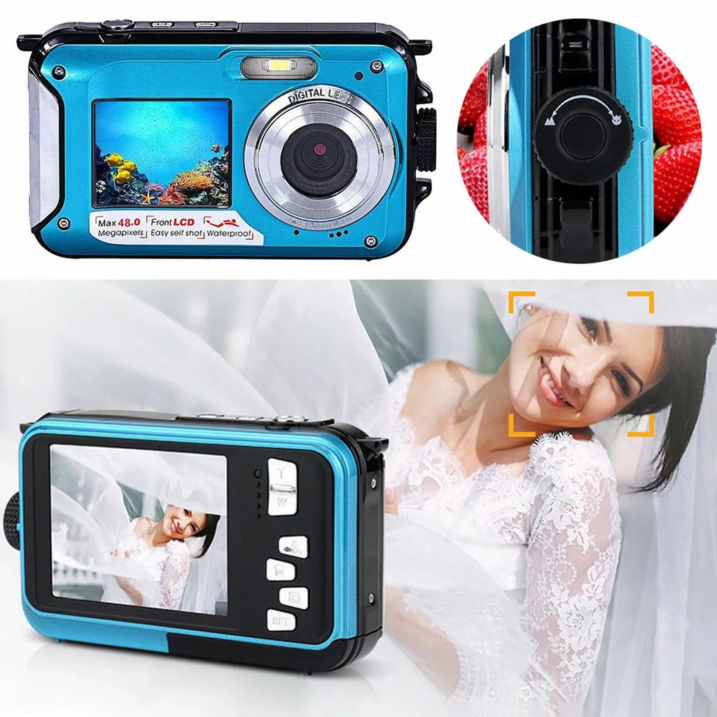 Megapixel Waterproof Dual Screen Full  1080P Digital Camera For Under Water Photo And Video Recording For Selfies With  Flash Light Teen Electronics for Girls