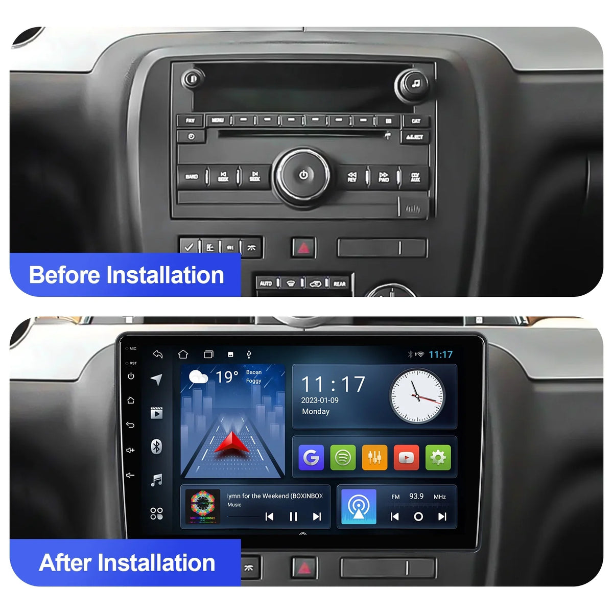 2+32G Aumume 10.1 inches Android 10 Double Din Car Stereo for Chevrolet//Buick  Touchscreen Screen Car Radio with Carplay & Android Auto Support Backup Camera  Navi