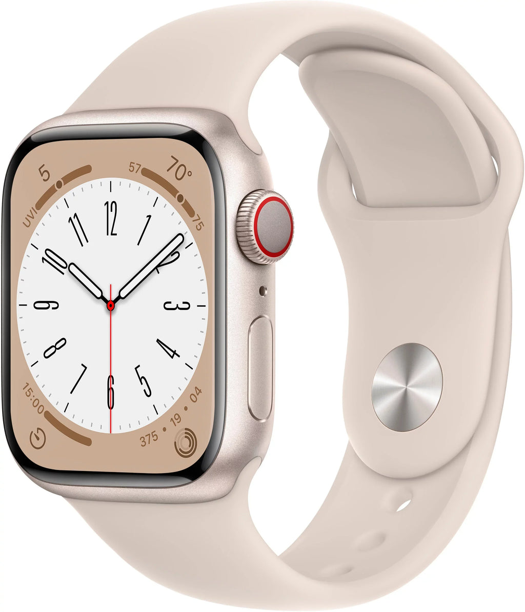 Restored Apple Watch Gen 8 Series 8 Cell 41mm Starlight Aluminum Starlight Sport Band / (Refurbished)