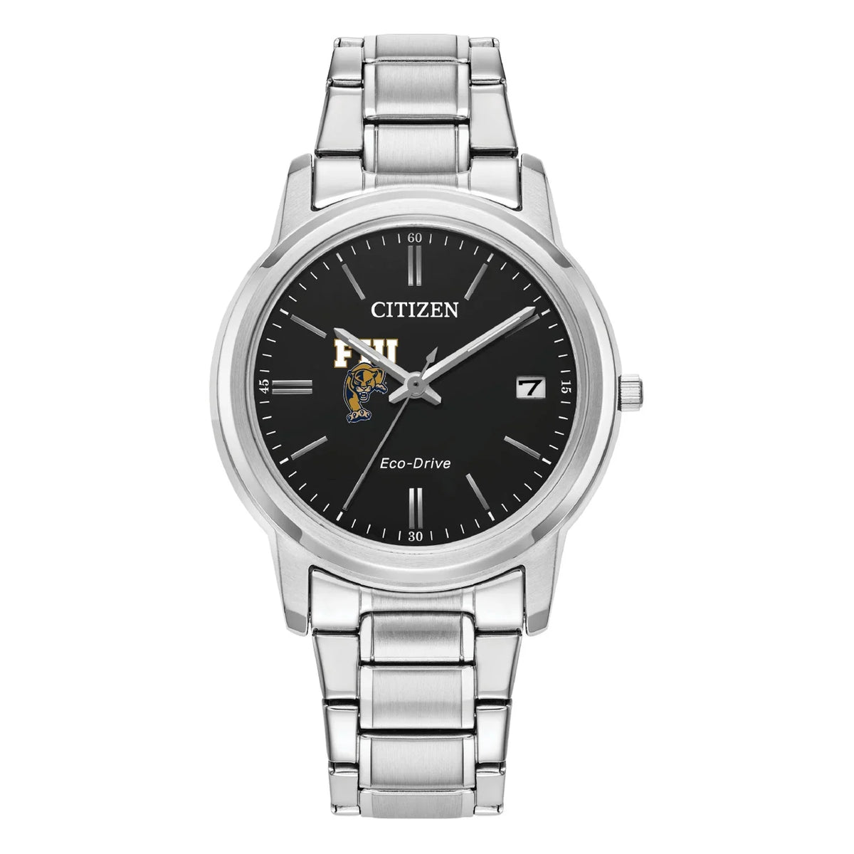 Women's Citizen Watch  Silver  Panthers Eco-Drive Black Dial Stainless Steel Watch