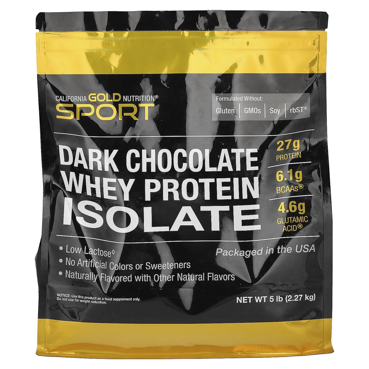 California Gold Nutrition  - Dark Chocolate Whey Protein Isolate, 5 lbs (2.27 kg)