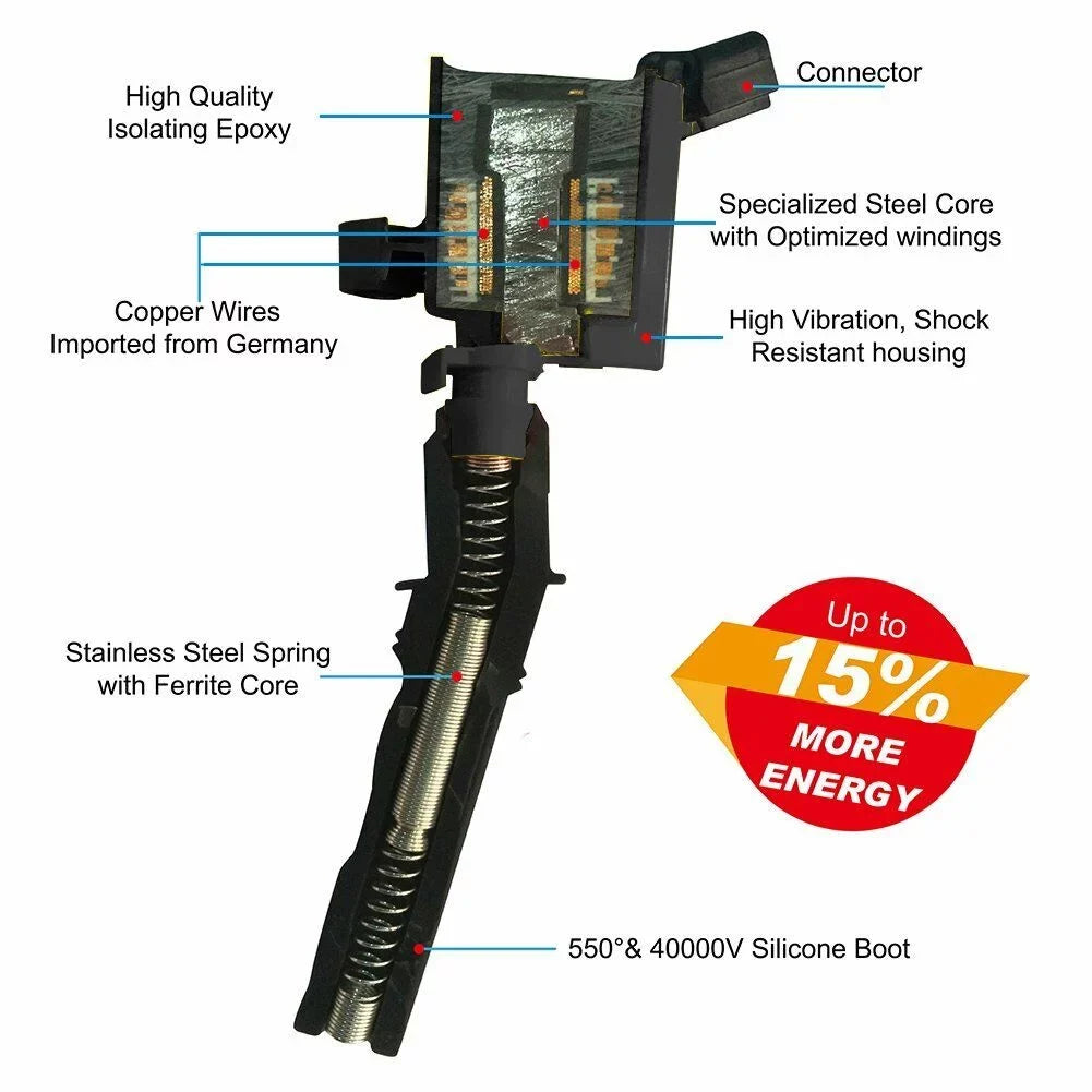 8 Black Ignition Coil     & Spark Plug  4477 Compatible with Ford -250  4.6L & 5.4L 2003 2004 2005 2006 2007 2008 2009 2010 2011 2012 2013 2014