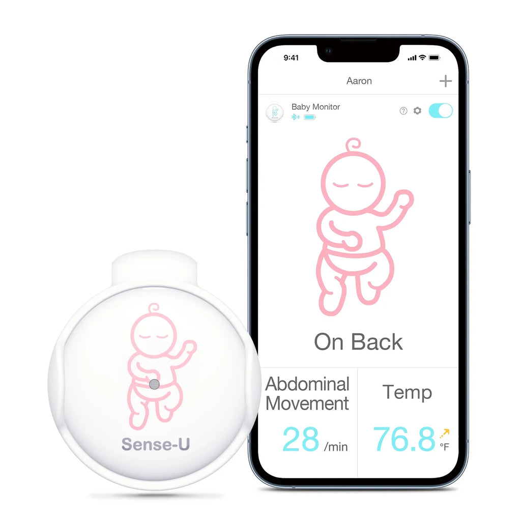 Sense- Smart Baby Abdominal Movement Monitor - Tracks Baby's Abdominal Movement, Temperature, Rollover and Sleeping Position for Baby Safety with Instant Audio Alerts on Smartphones, Pink