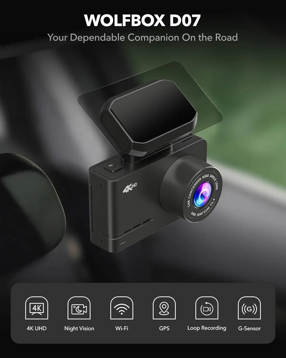 Dash Cam Front and Rear, 4K Dashcam for Cars with WiFi , 4K/2.5K Dash Cam Front+ 1080P Rear with 2.45" , Night Vision, Loop Recording, Parking Monitor