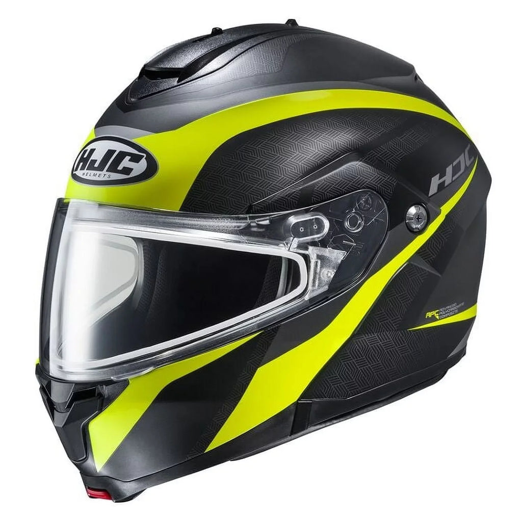 Taly snowmobile helmet with Dual Lens Shield Semi-Flat Hi-Viz Yellow (-3HSF) (-Large, Black Semi-Flat Hi-