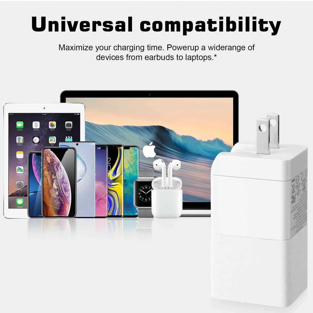 UrbanX 65W Fast Travel Charger with 3 Ports  & Dual - High-Speed Charging Compatible with Ulefone Power Armor 16 Pro/Armor 15/Power Armor 14 Pro/Power Armor 14/Armor 12 5G, iPhone, Samsung