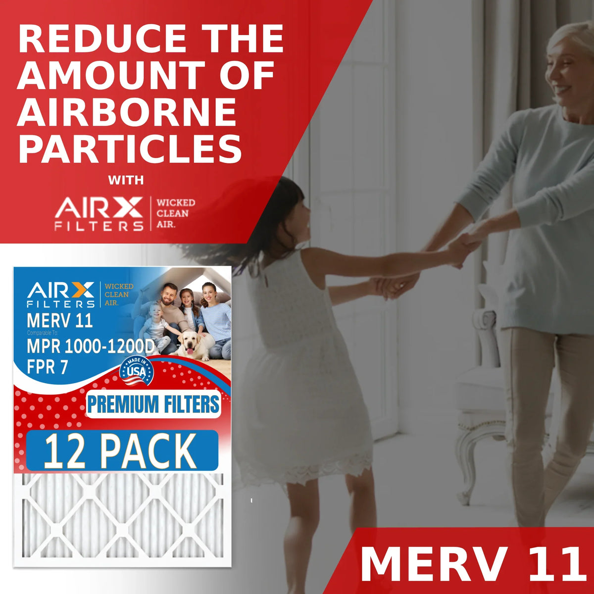 12x20x1 Air Filter  11 Rating, 12 Pack of Furnace Filters Comparable to  1000,  1200 &  7 - Made in  by     .