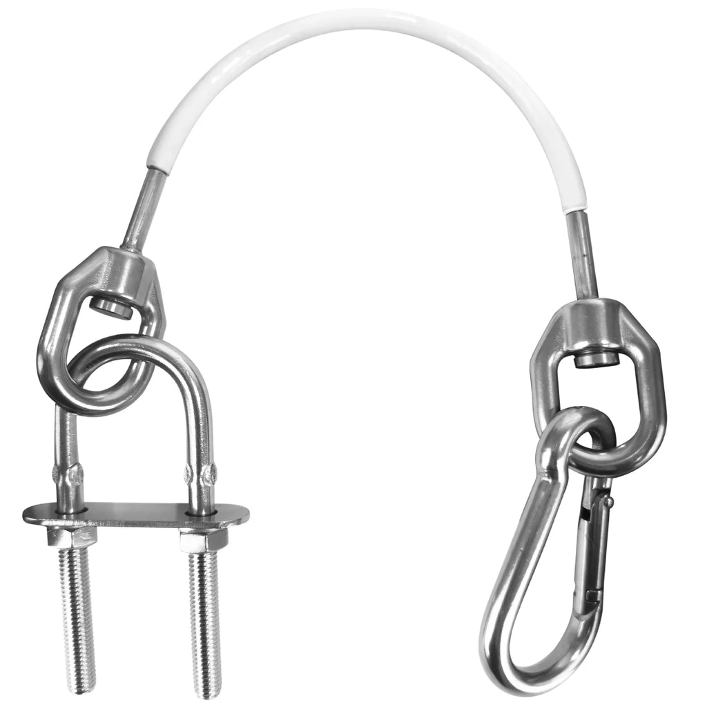 Five Oceans 12-Inch Anchor Safety Straps, Heavy Duty 7x19  Coated Stainless Steel 6mm Wire Rope, Includes 5/16-Inch Carabiner Snap Hook and 5/16-Inch -Bolt -