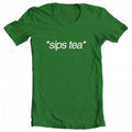 Sips Tea Original Artwork Inspired by Kermit Meme Women's -shirt Kelly Green -Large