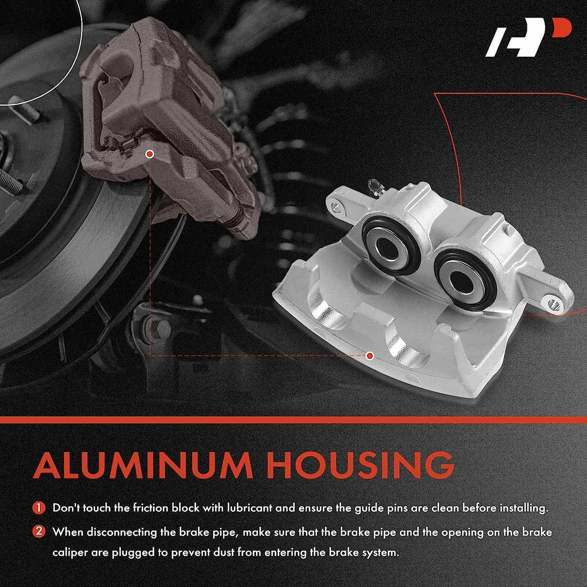 '-Premium Disc Brake Caliper Assembly Without Bracket Compatible with Select Dodge Models - / 1973-1974, / 1974 - Front Right Passenger Side
