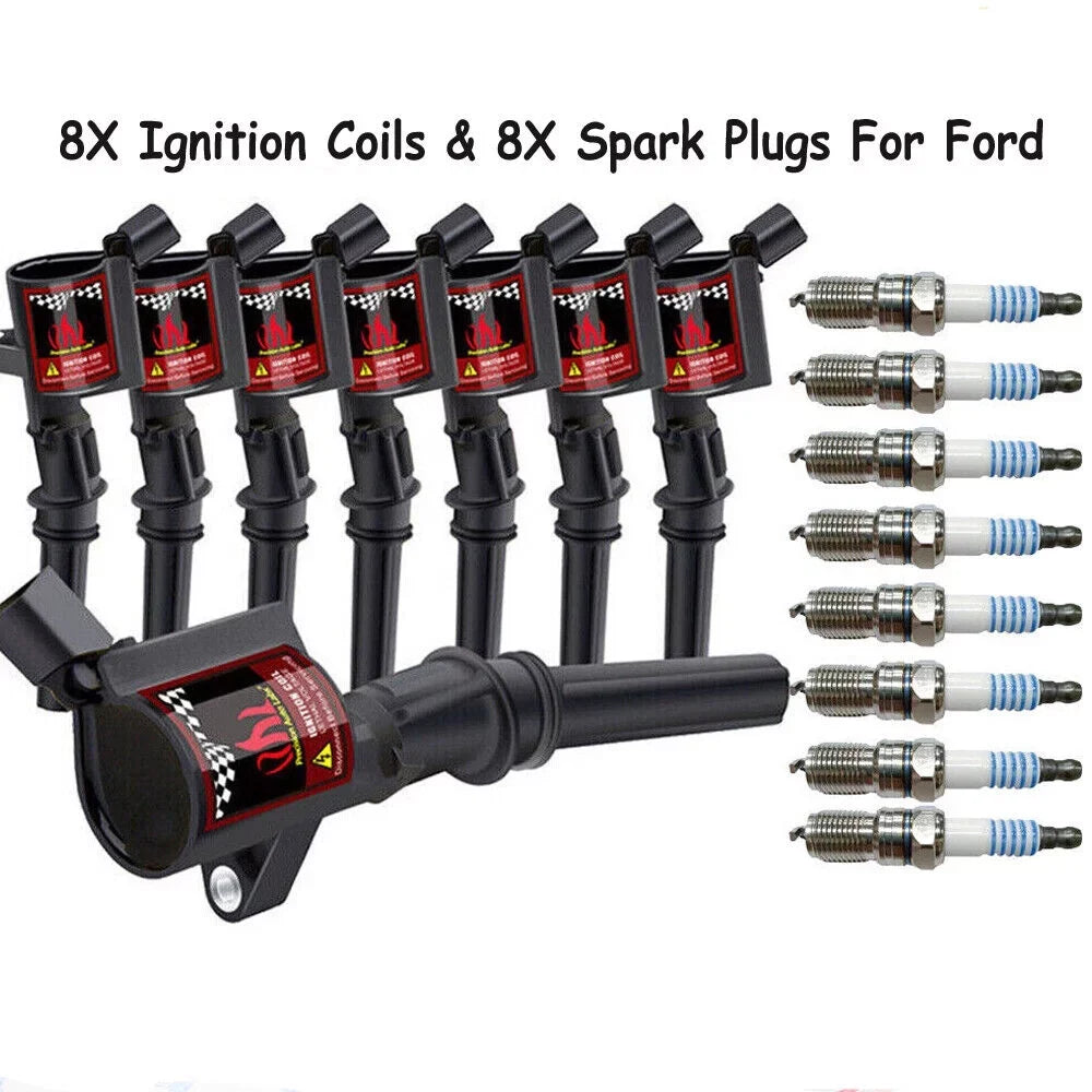 8 Black Ignition Coil     & Spark Plug  4477 Compatible with Ford -250  4.6L & 5.4L 2003 2004 2005 2006 2007 2008 2009 2010 2011 2012 2013 2014