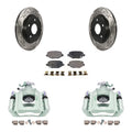 Transit Auto Rear Disc Brake Coated Caliper Drilled Slotted Rotors And Ceramic Pads Kit For 2012 Ram / With Single Piston Front From 03 24 12 -100639T