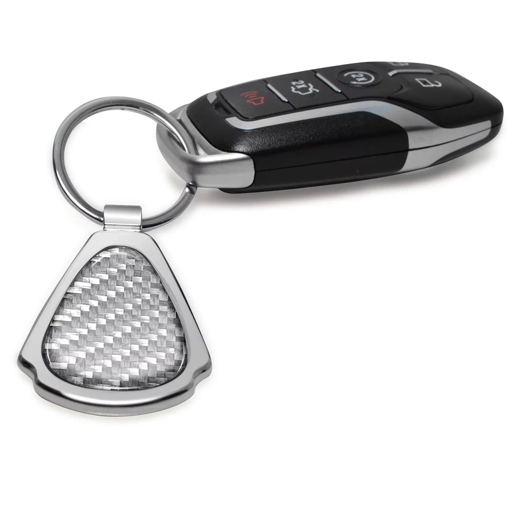iPick Image for Cadillac  Real Silver Dome Carbon Fiber Chrome Metal Teardrop Key Chain, Official Licensed