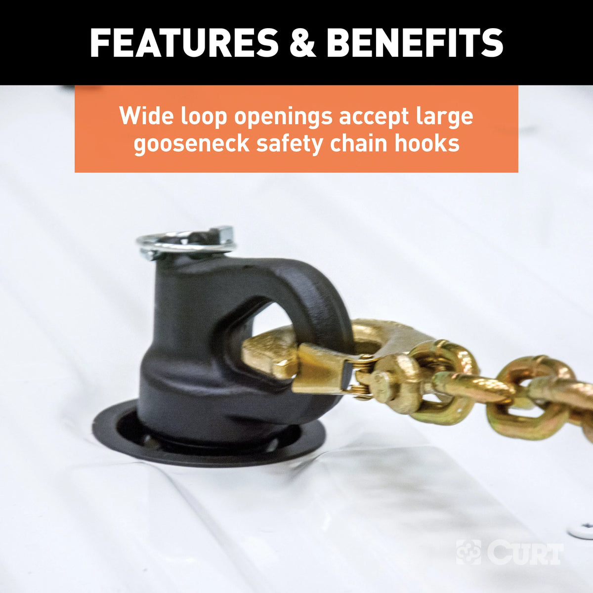Mfg 60692 -Compatible Gooseneck Ball & Safety Chain Anchor Kit for  - Fits  pickup trucks with factory tow packages | Includes storage case and rubber hole protective