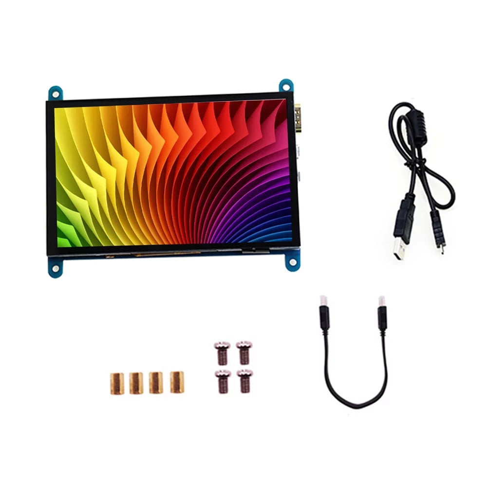 walmeck 5 Inch Capacitive Touchscreen Display 800*480 Resolution Small Portable with  Interface Compatible with Raspberry Pi Educational Tool