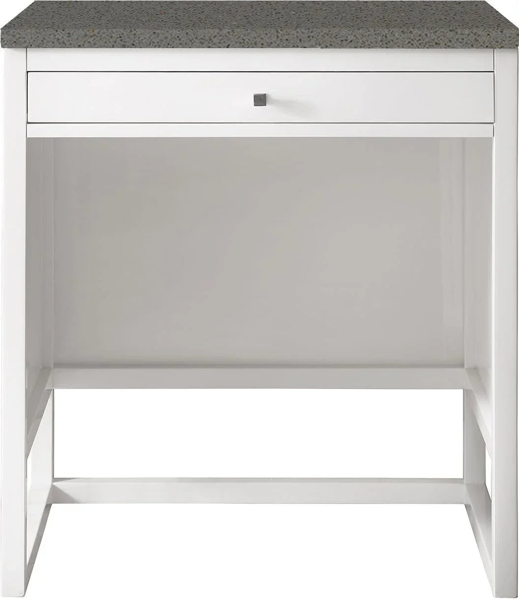 James Martin Furniture  30 in. Athens Countertop Unit with 3  Grey Expo Quartz Top, Glossy White