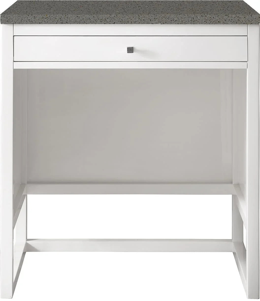 James Martin Furniture  30 in. Athens Countertop Unit with 3  Grey Expo Quartz Top, Glossy White
