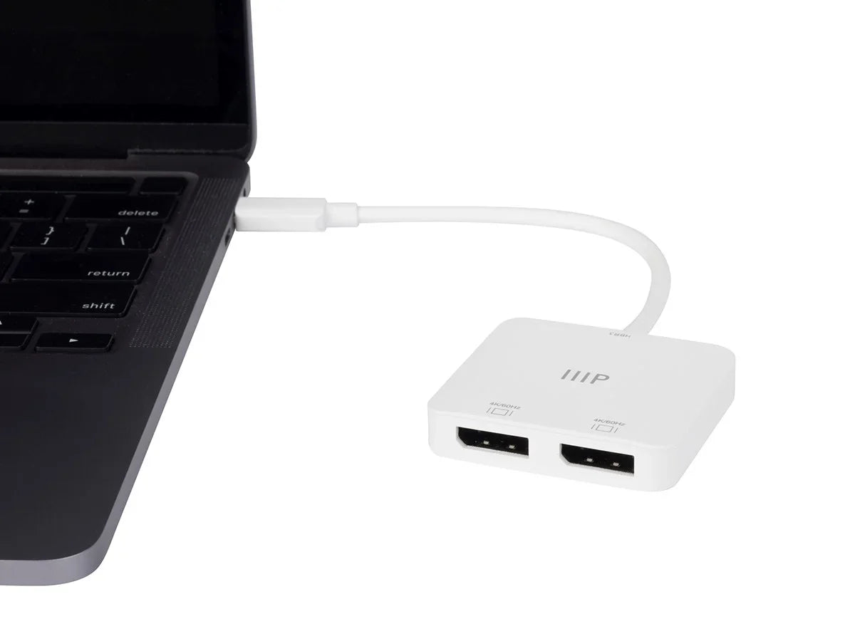 Monoprice - to Dual 4K DisplayPort Adapter (Dual 4K@60Hz) Compatible with Thunderbolt 3 Devices with Windows and MacOS