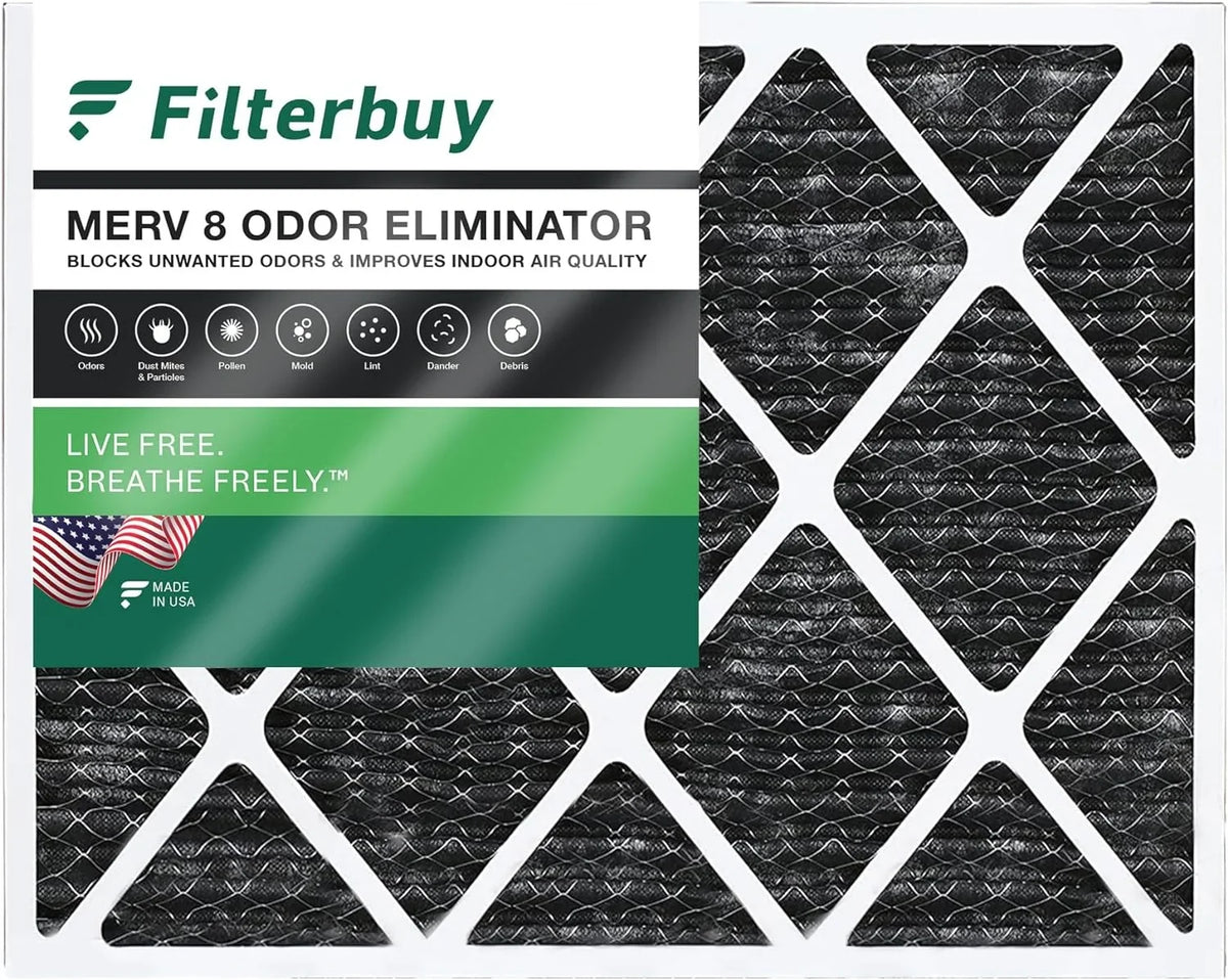 Filterbuy 20x24x1  8 Odor Eliminator Pleated   Furnace Air Filters with Activated Carbon (1-Pack)