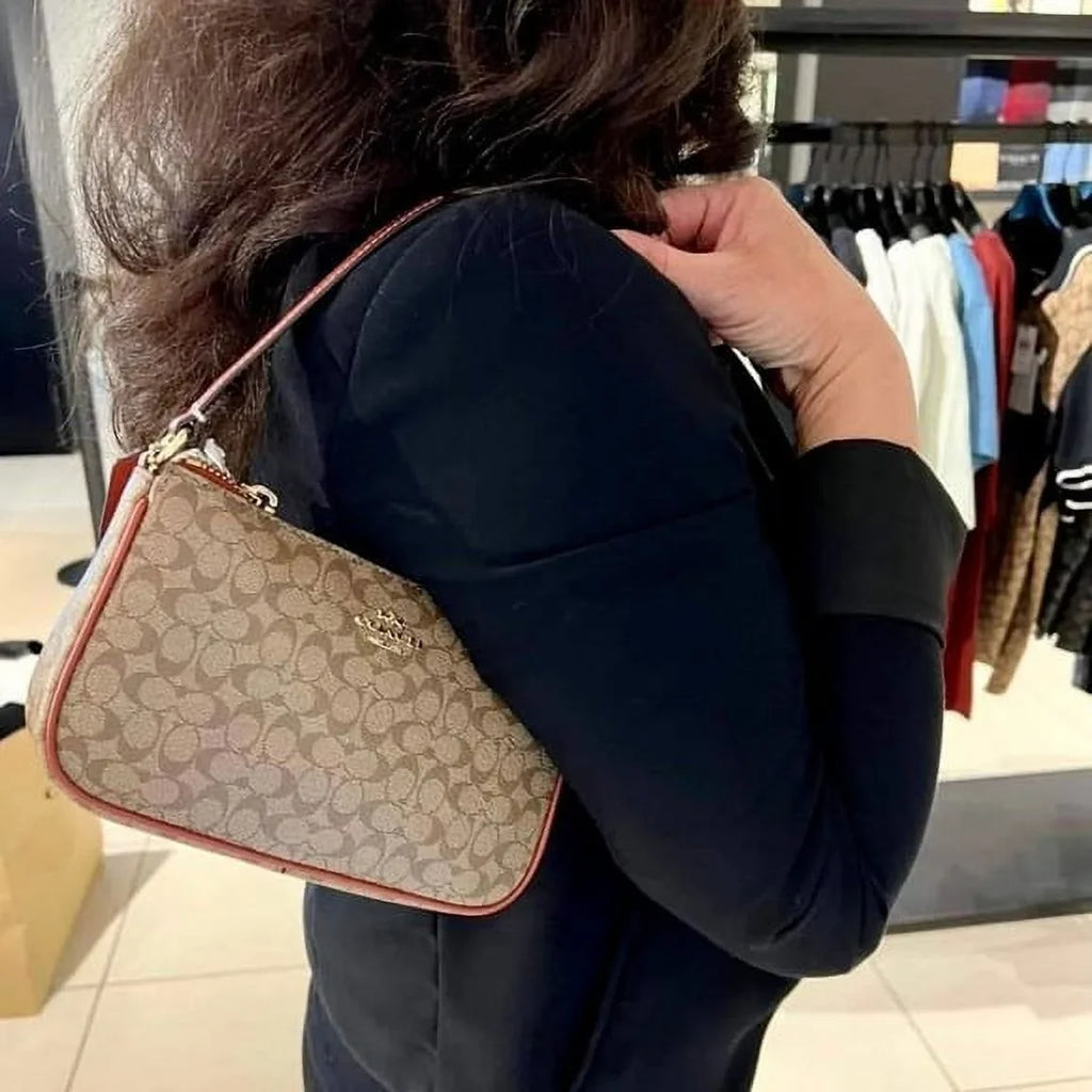 Coach  Nolita 19 In Colorblock Signature Canvas  Khaki Terracotta