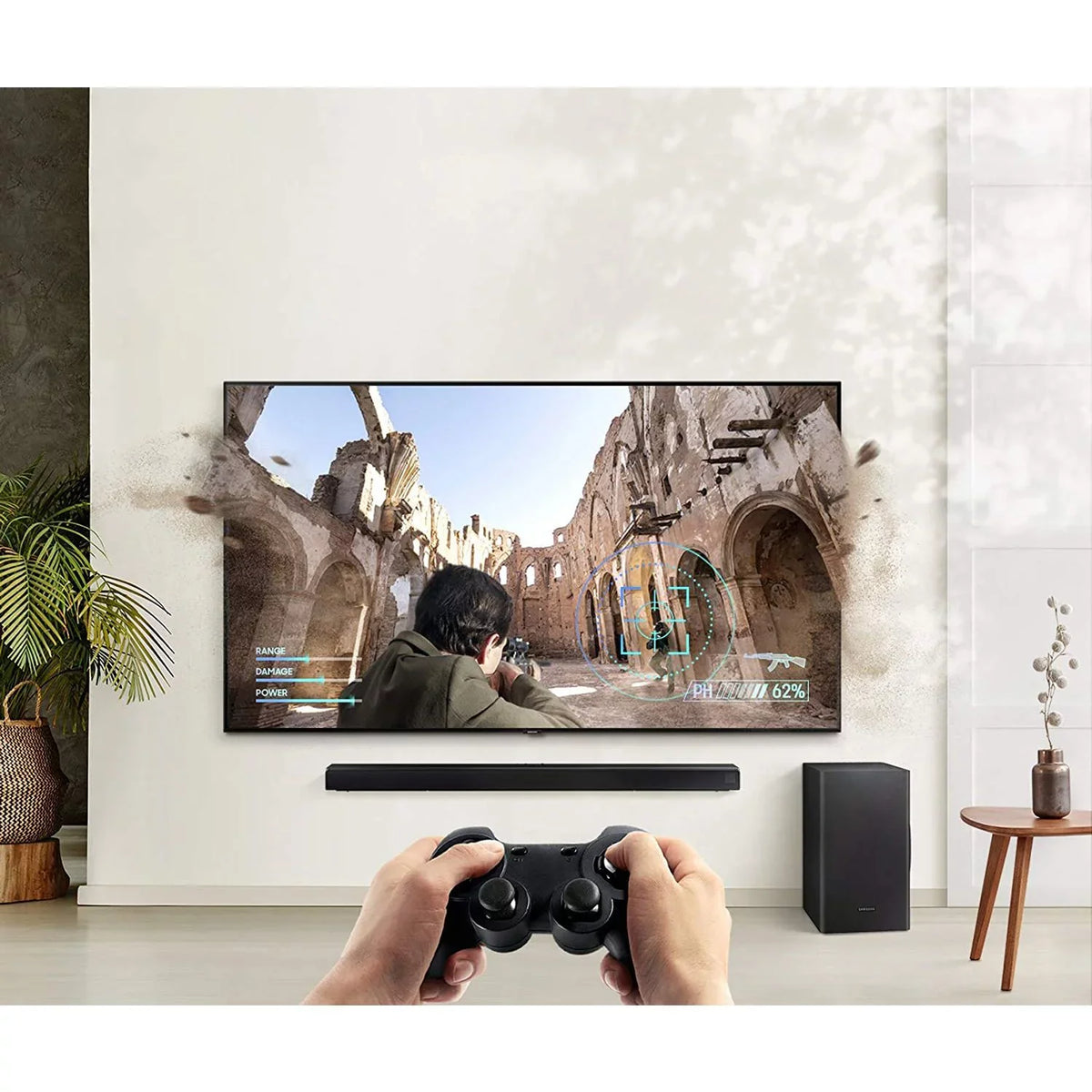 Restored Samsung  Soundbar with Dolby Audio and  Virtual: 3D Surround Sound (Refurbished)