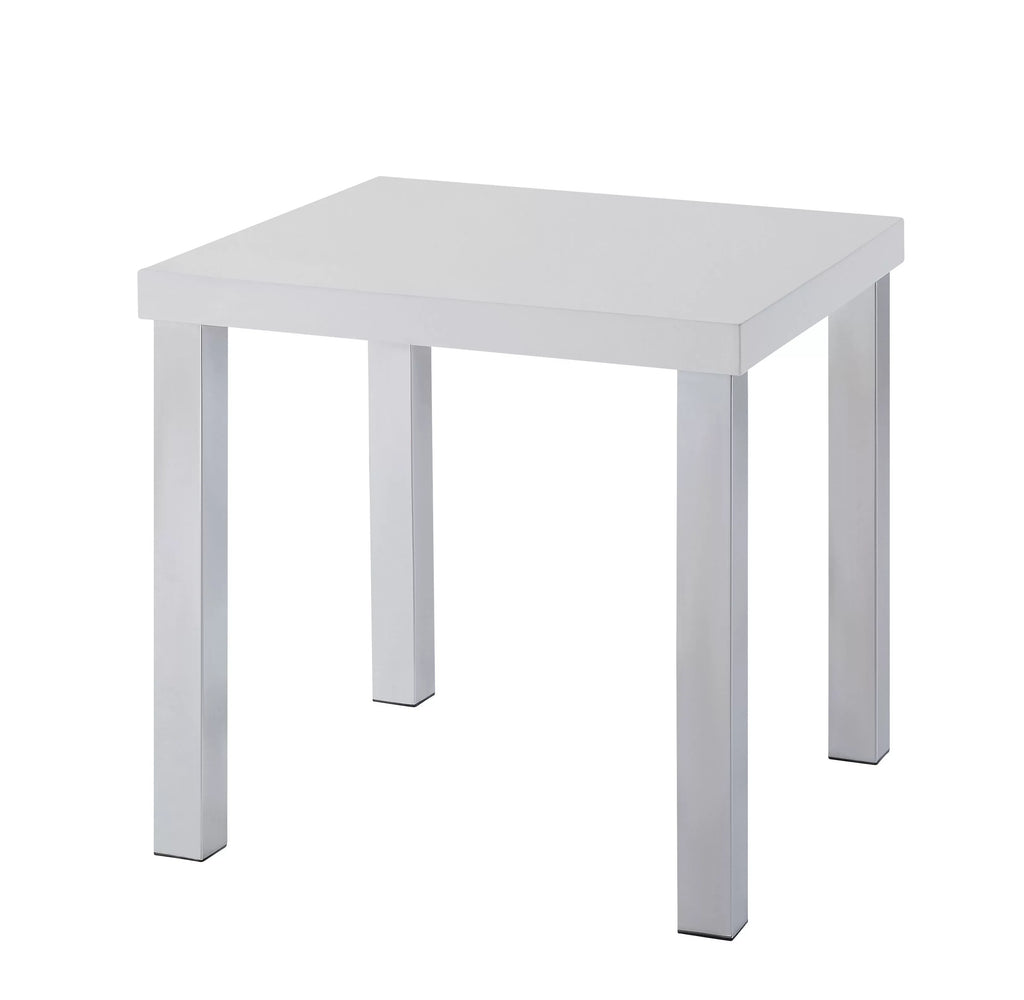 Harta End Table, White High Gloss & Chrome 82332