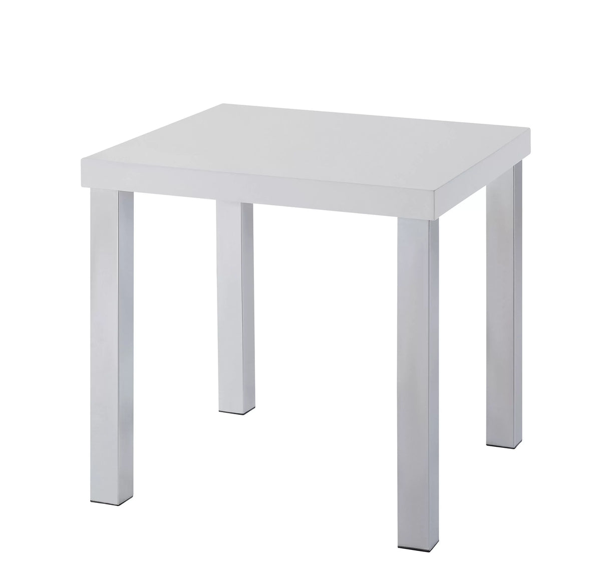 Harta End Table, White High Gloss & Chrome 82332