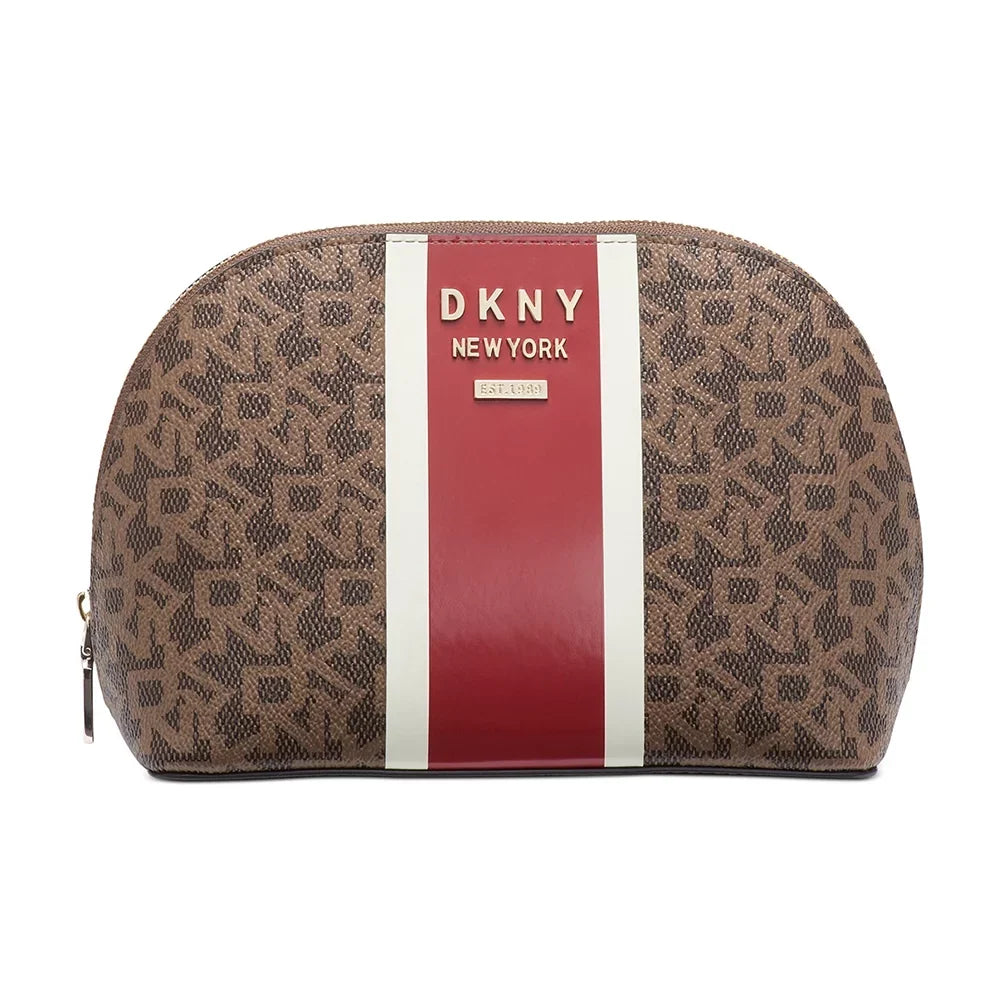 Whitney Logo Cosmetic Pouch – Brown/Red
