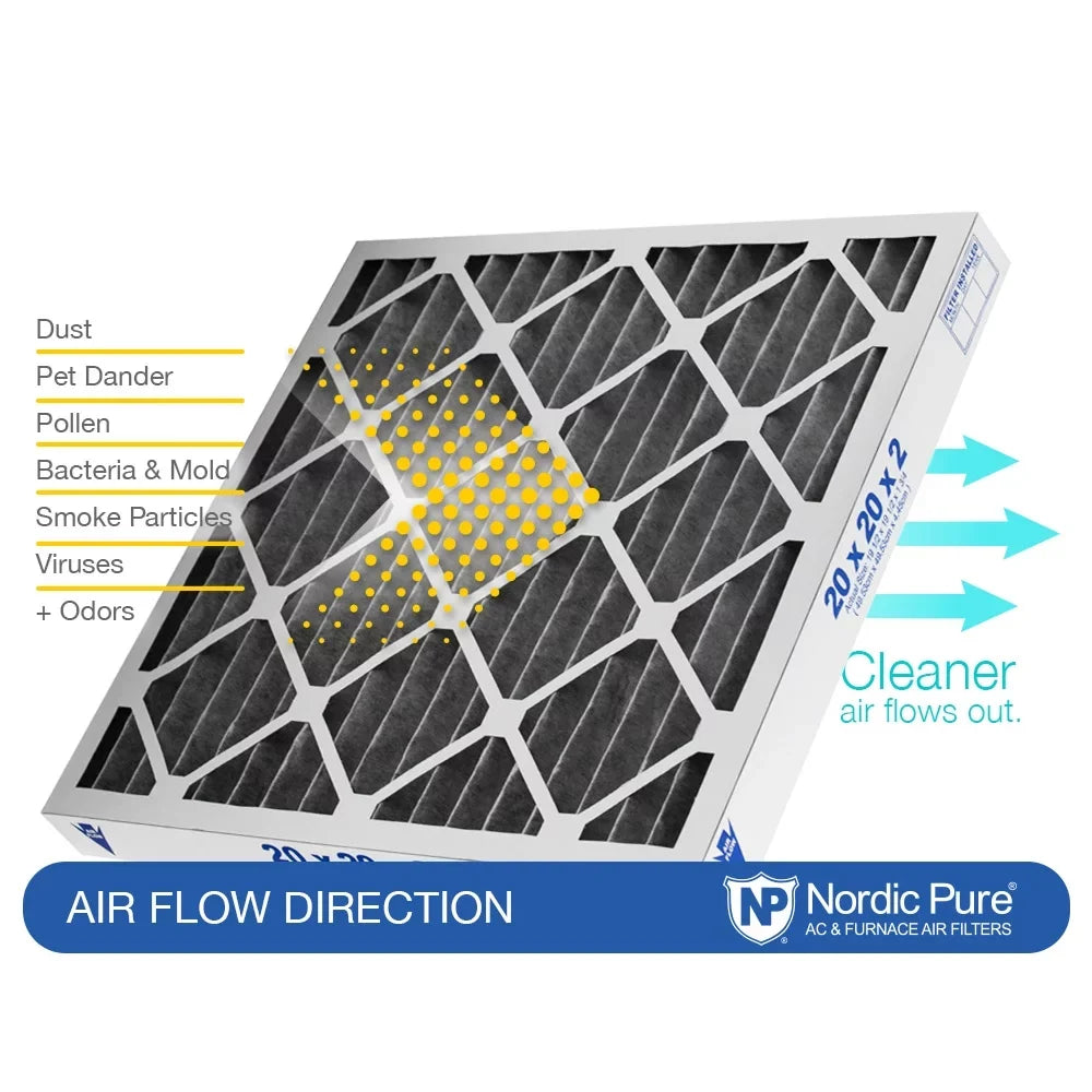 Nordic Pure 20x20x2 Furnace Air Filters  12 Pleated Plus Carbon 3 Pack