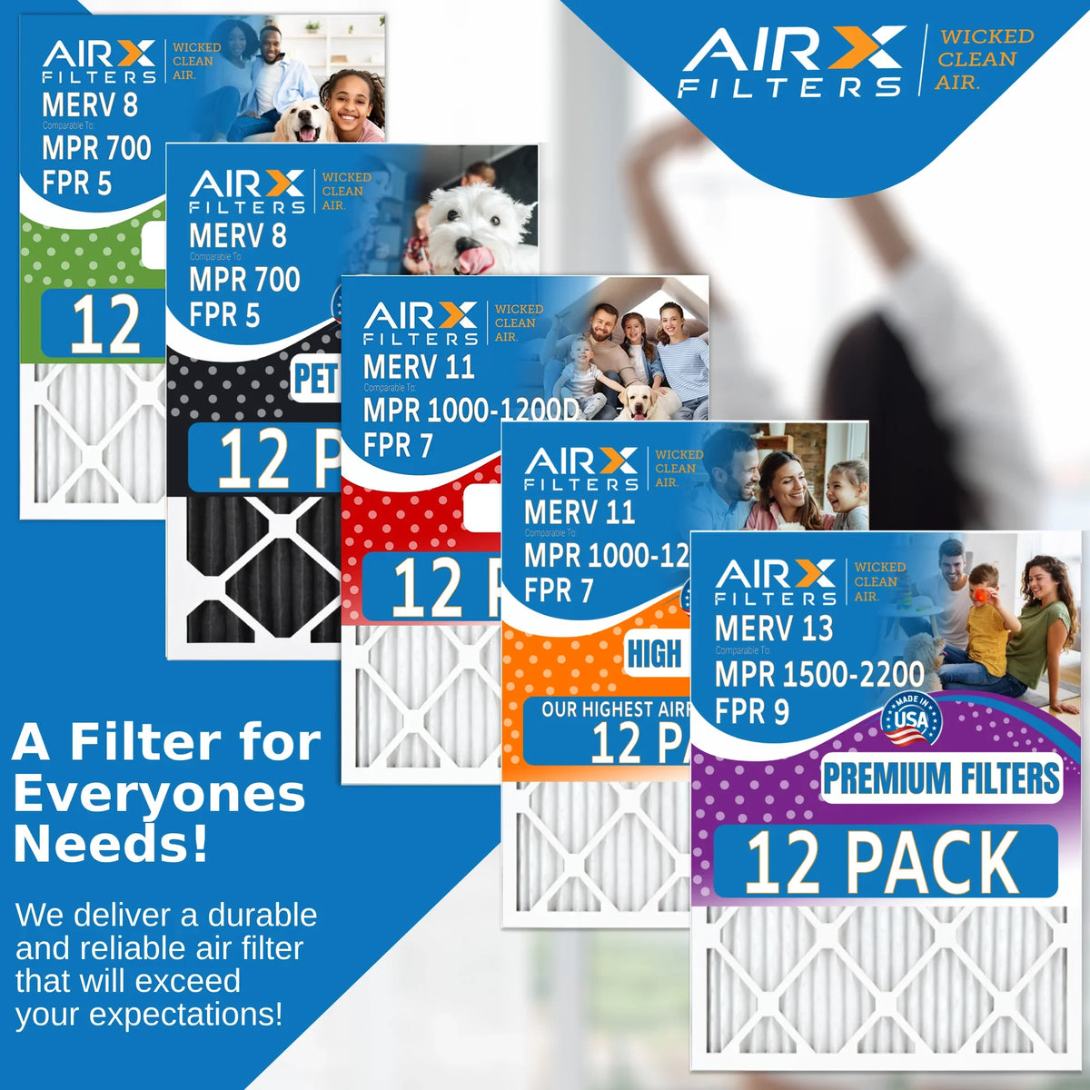 15x20x1 Air Filter  13 Rating, 12 Pack of Furnace Filters Comparable to  1500 - 2200 &  9 - Made in  by     .