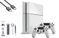 Sony PlayStation 4 500GB Gaming Console White  Cable 2 Controller with   Cleaning Kit Bundle Like New