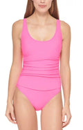 Ruched Mesh-Contrast One-Piece Swimsuit,  8
