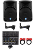 (2) Rockville  15" Bluetooth Wireless Link Speakers+Mounts For Restaurant