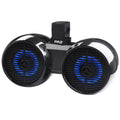 Pyle Dual Bluetooth Off-Road Speakers - 6.5” 200W 2-Way Marine Waterproof Wakeboard Tower Sound System w/ Light, Full Range Outdoor Stereo Speaker for Car  Jeep Boat, Includes Brackets (Black)