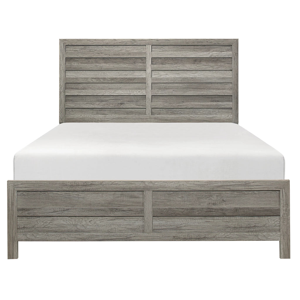 Classic Weathered Gray Finish Eastern King Size Bed 1pc Rusticated Style Bedroom Furniture