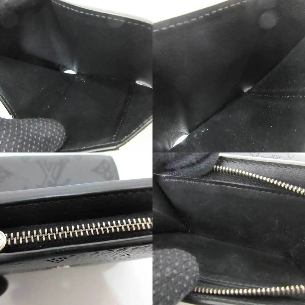 Pre-Owned Louis Vuitton Wallet Portofeu Ilysse  Noir Black Mini Trifold Women's Monogram Mahina   (Good)