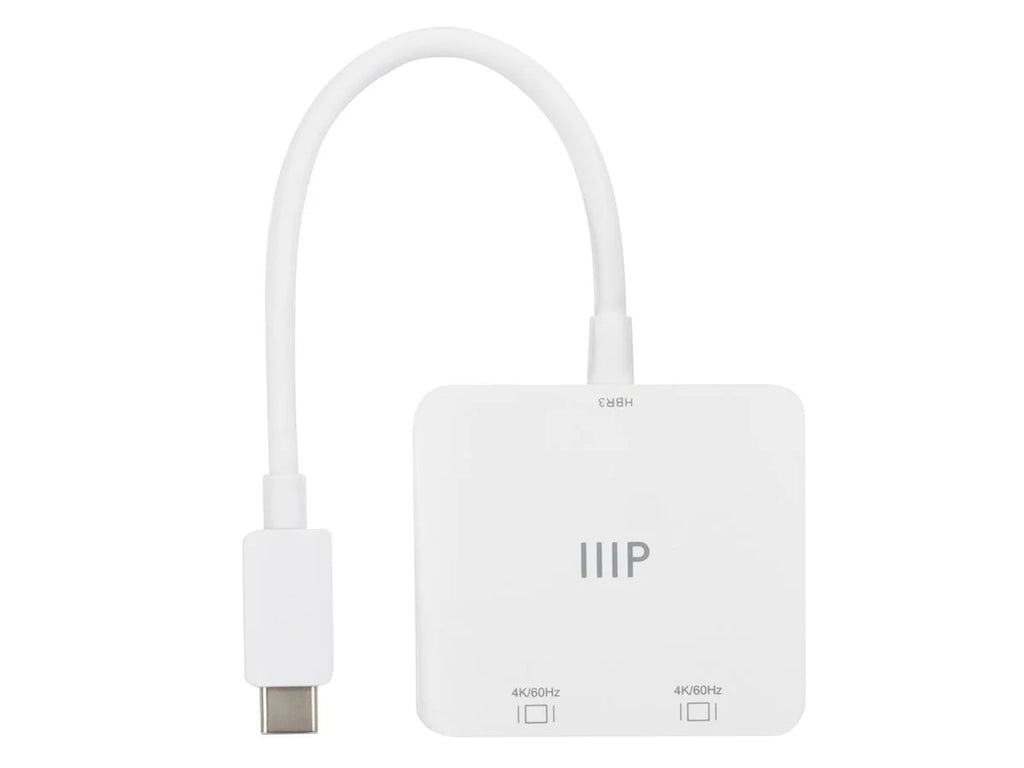 Monoprice - to Dual 4K DisplayPort Adapter (Dual 4K@60Hz) Compatible with Thunderbolt 3 Devices with Windows and MacOS