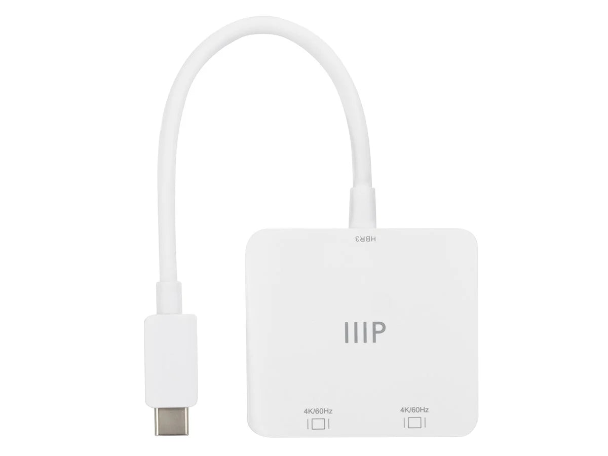 Monoprice - to Dual 4K DisplayPort Adapter (Dual 4K@60Hz) Compatible with Thunderbolt 3 Devices with Windows and MacOS