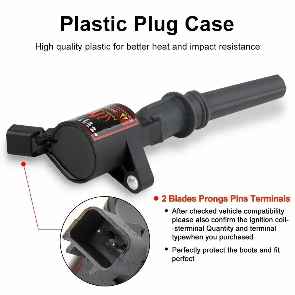 8 Black Ignition Coil     & Spark Plug  4477 Compatible with Ford -250  4.6L & 5.4L 2003 2004 2005 2006 2007 2008 2009 2010 2011 2012 2013 2014