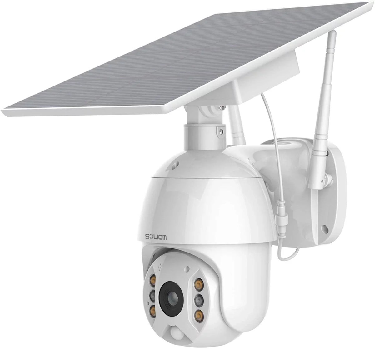 Security Camera Outdoor,Wireless WiFi Pan Tilt Spotlight Solar Battery Powered Motion Detection Home Camera with Color Night Vision,2.4G WiFi ,Secure Cloud/Sd Slot Storage -