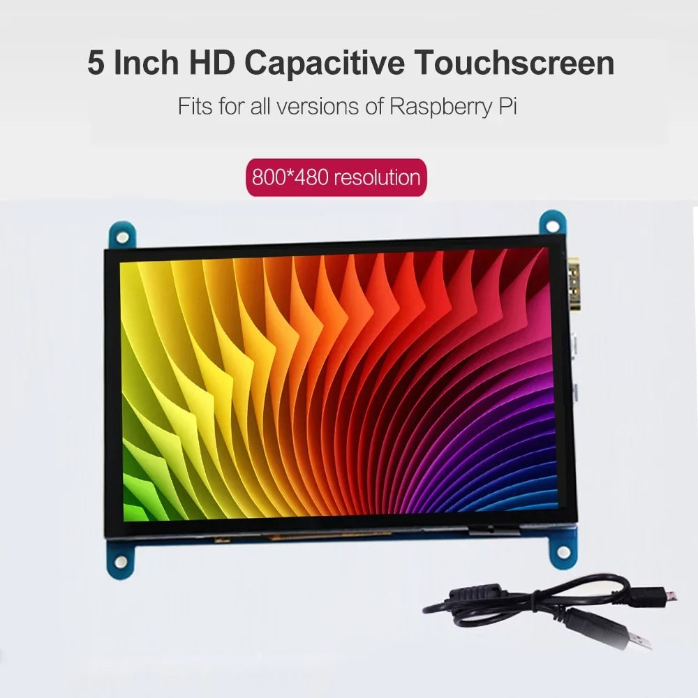 walmeck 5 Inch Capacitive Touchscreen Display 800*480 Resolution Small Portable with  Interface Compatible with Raspberry Pi Educational Tool