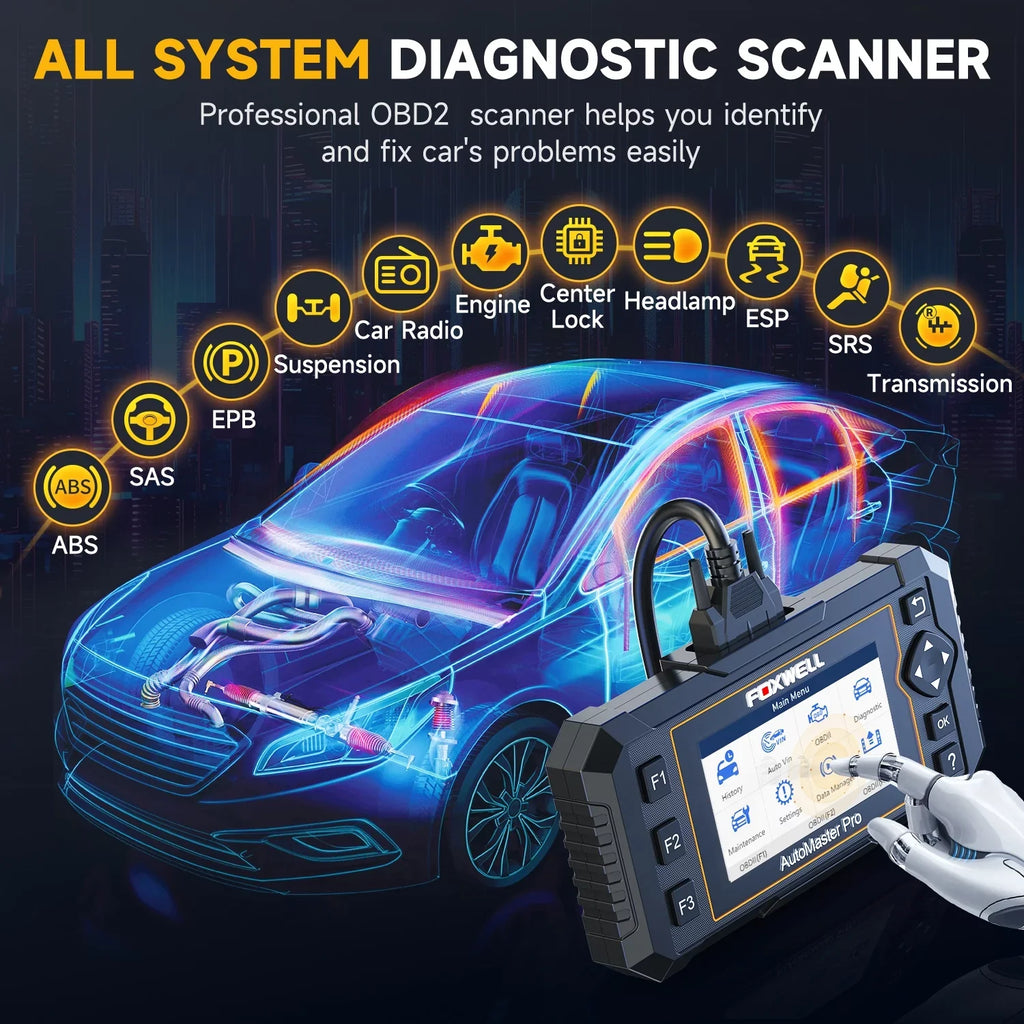 Foxwell  Elite  Scanner All System Scanner Automotive Diagnostic Scan Tool 8 Reset Injector Coding  Calibration  Bleeding Throttle Oil    Reset AutoVIN  Car Code Reader