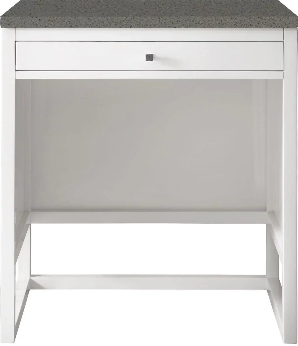 James Martin Furniture  30 in. Athens Countertop Unit with 3  Grey Expo Quartz Top, Glossy White