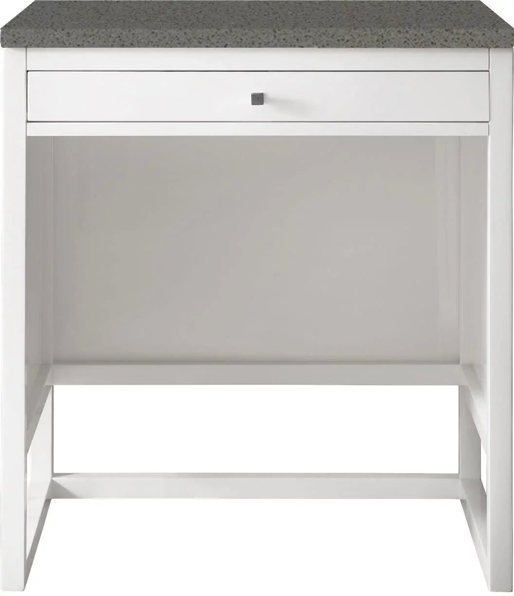 James Martin Furniture  30 in. Athens Countertop Unit with 3  Grey Expo Quartz Top, Glossy White
