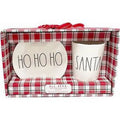 Rae Dunn    Oval Plate and  Tumbler Ivory Melamine with Black  Letters Gift Set Christmas