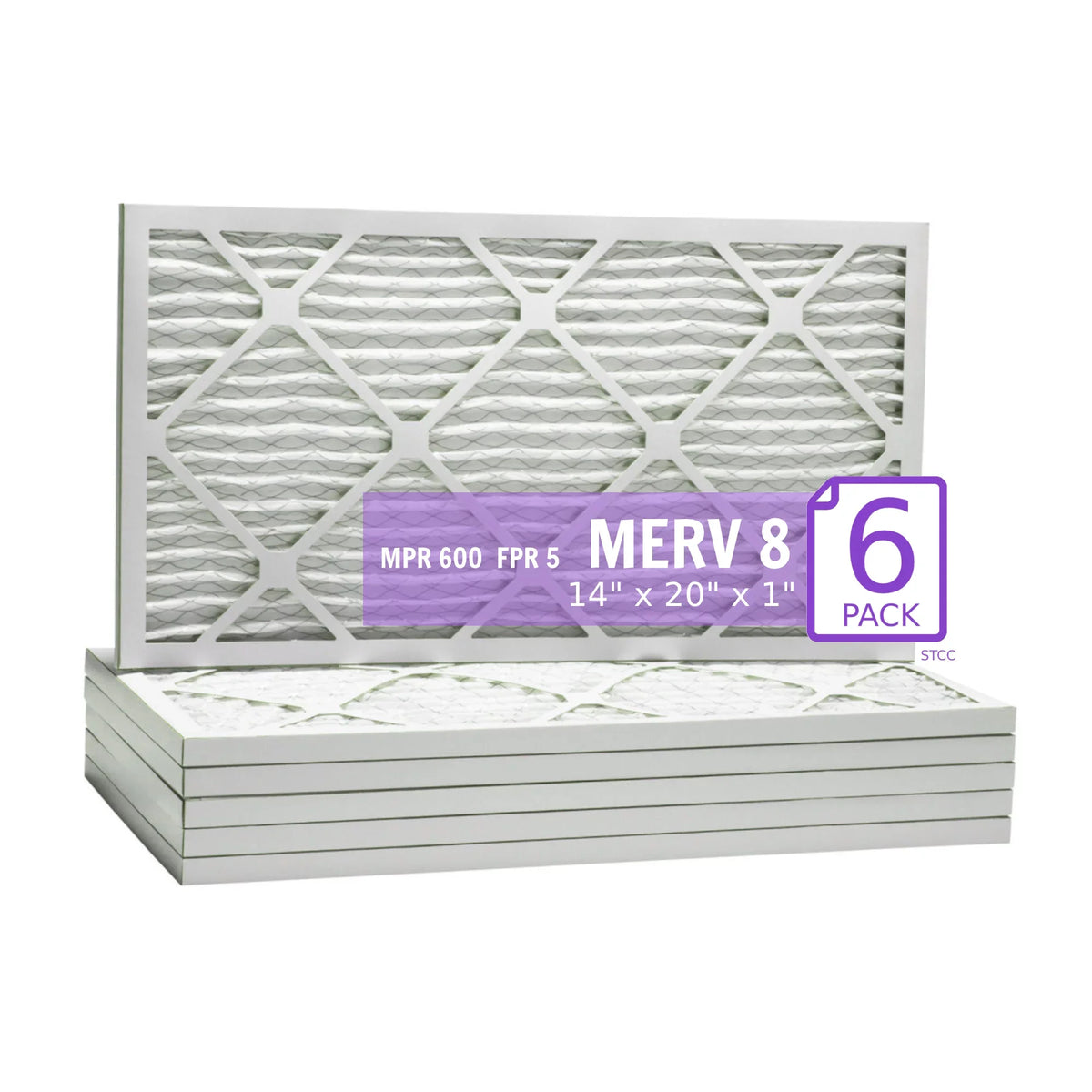 14x20x1, Purolator  Extended Surface Pleated Air Filter, Mechanical  8, (6 Pack)