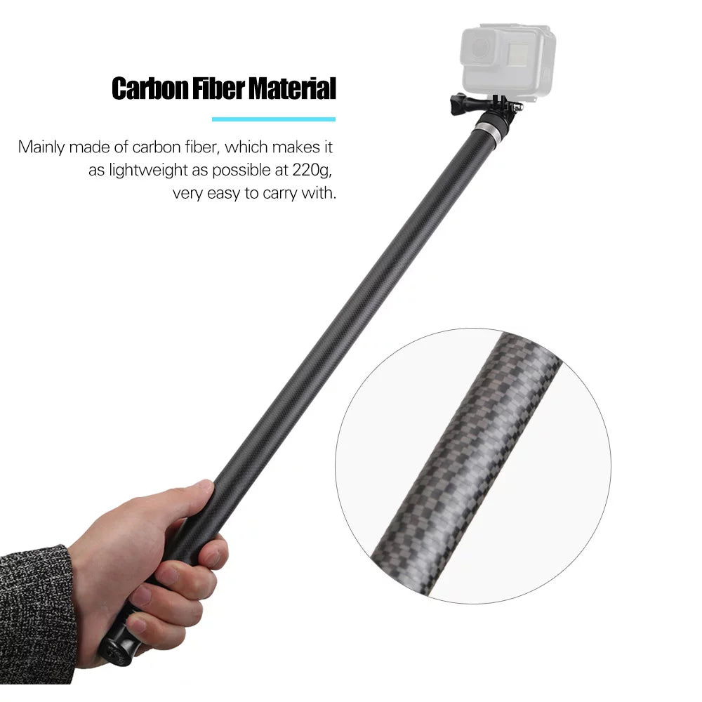 2.7M106 Inch Ultra Long Carbon Fiber Selfie Stick Lightweight Extendable Handheld Pole Monopod Replacement for Hero 11109876Hero 5 Black(2018) Replacement for One   Action