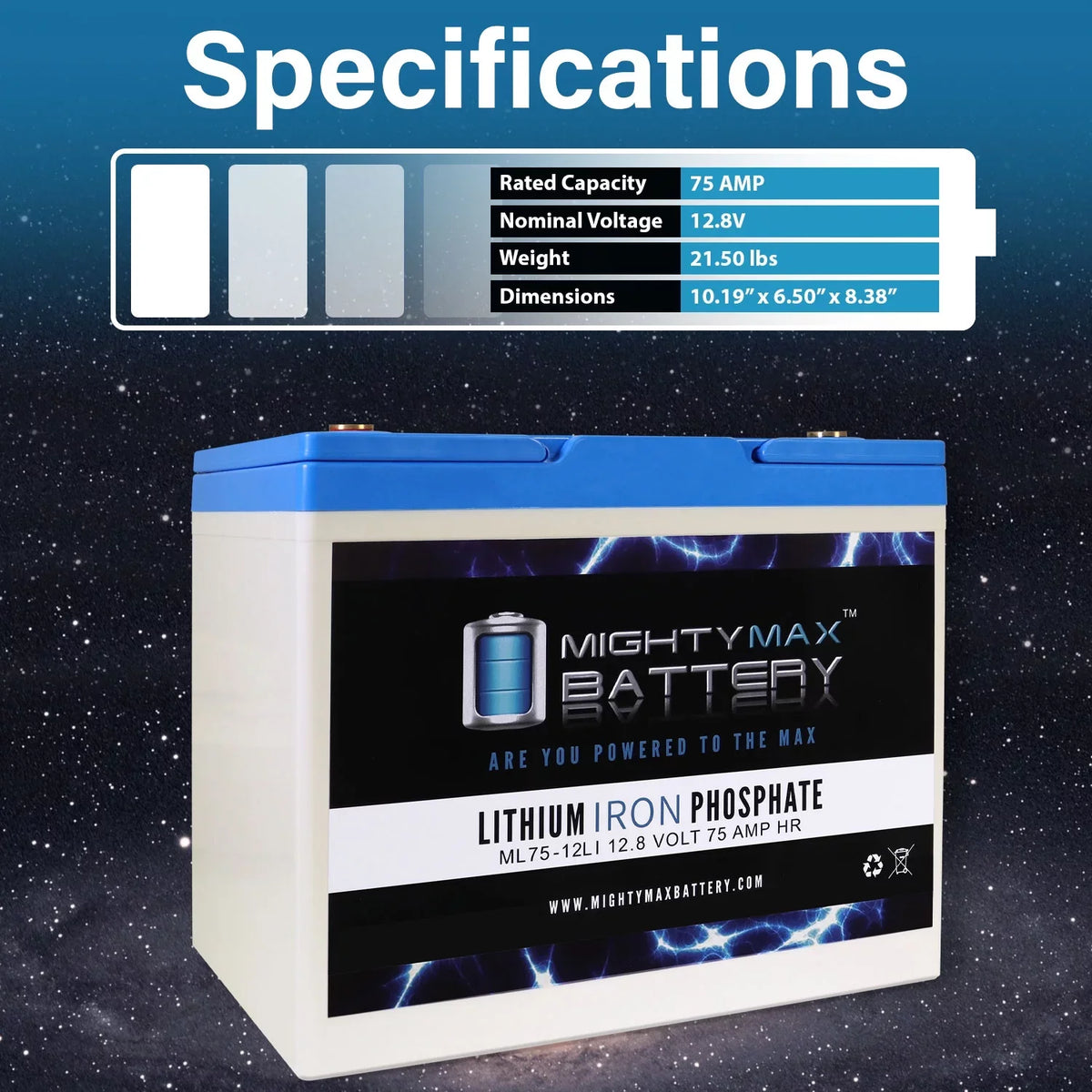 12V 75AH Lithium Battery Replacement for Quantum -4000
