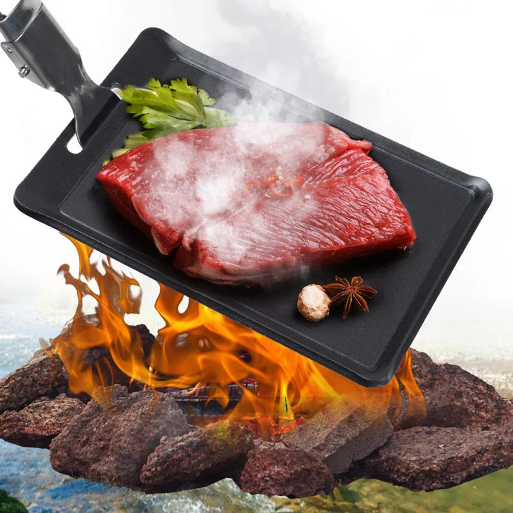 Mini  Grill Pan with Non-Stick Coating Ultra-light Barbecue Griddle Plate Barbecue Tray for Outdoor Camping Backpacking Hiking Fishing