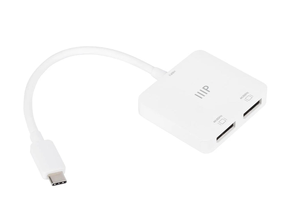 Monoprice - to Dual 4K DisplayPort Adapter (Dual 4K@60Hz) Compatible with Thunderbolt 3 Devices with Windows and MacOS